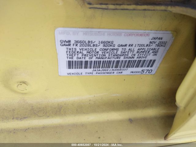 2003 MITSUBISHI LANCER JA3AJ86E13U068337 Photo 8