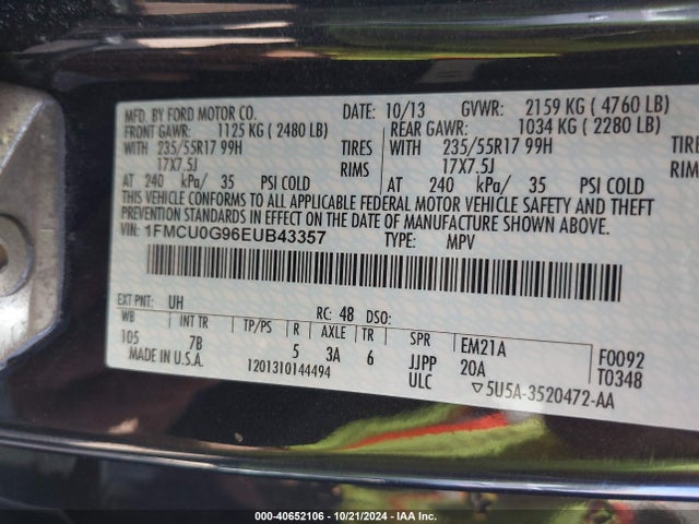 Ford ESCAPE SE 2014 1FMCU0G96EUB43357 Image 9