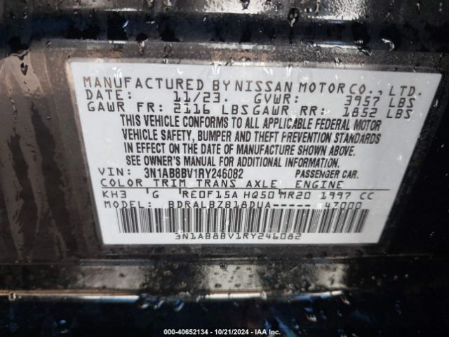3N1AB8BV1RY246082 Nissan Sentra S Xtronic Cvt