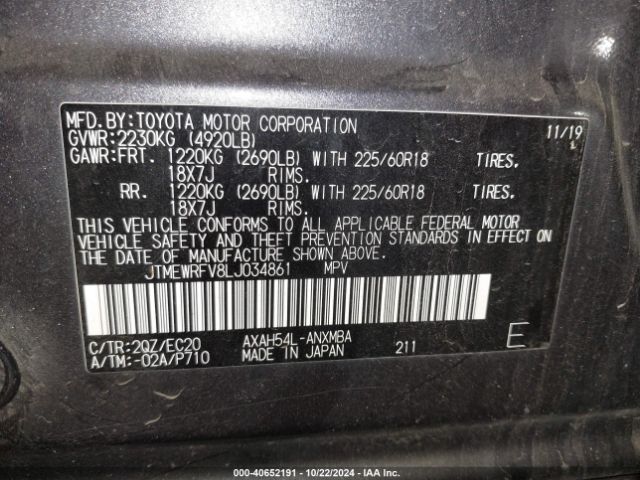 JTMEWRFV8LJ034861 Toyota Rav4 Hybrid Xse