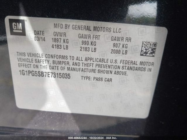 1G1PG5SB7E7315035 Chevrolet CRUZE LTZ