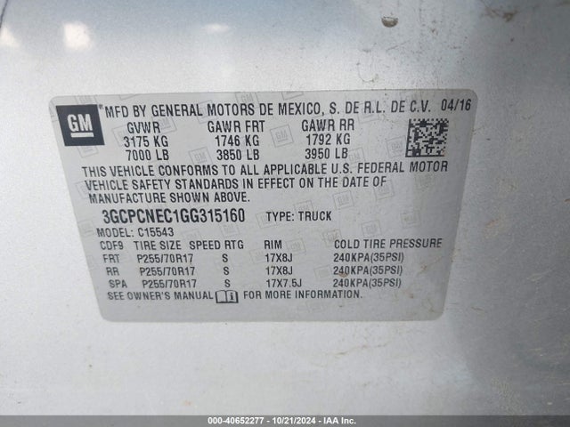 Chevrolet Silverado 1500 Wt 2016 3GCPCNEC1GG315160 Image 9