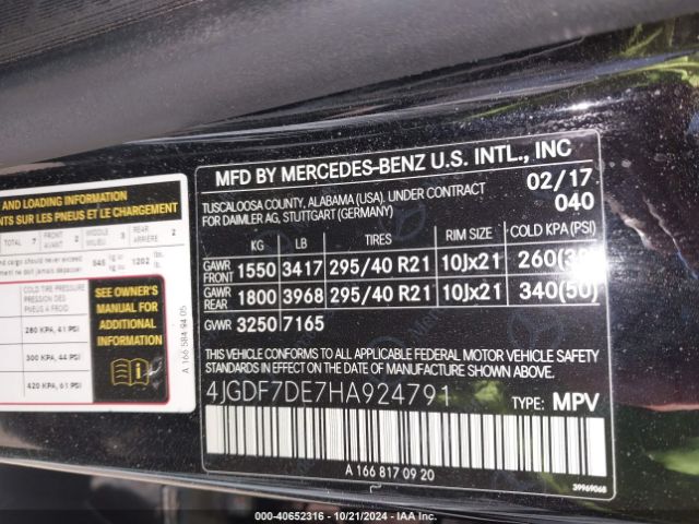 4JGDF7DE7HA924791 Mercedes-Benz Gls 550 4matic