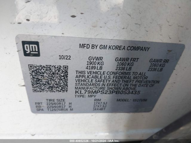 KL79MPS23PB053435 Chevrolet Trailblazer Fwd Lt