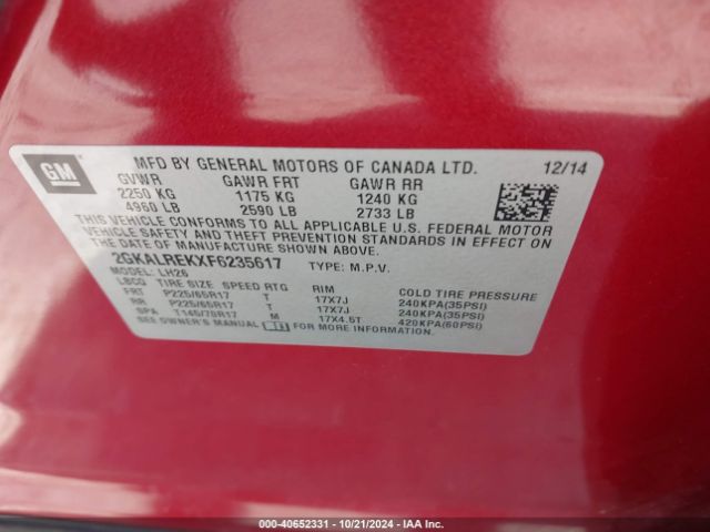 2GKALREKXF6235617 GMC Terrain Sle-2