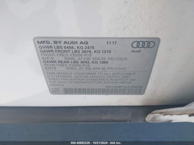 WA1ANBFY4J2094284 Audi Q5 2.0t Premium/2.0t Tech Premium