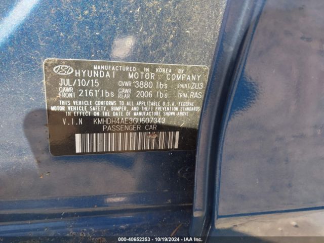 KMHDH4AE3GU607343 Hyundai ELANTRA SE