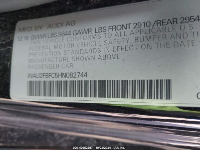 WAU2FBFC5HN082744 Audi S7 4.0t Premium Plus