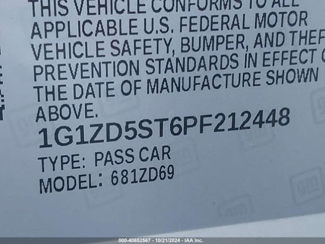 1G1ZD5ST6PF212448 Chevrolet Malibu Fwd 1lt