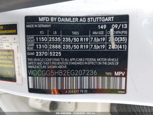 WDCGG5HB2EG207236 Mercedes-Benz GLK 350