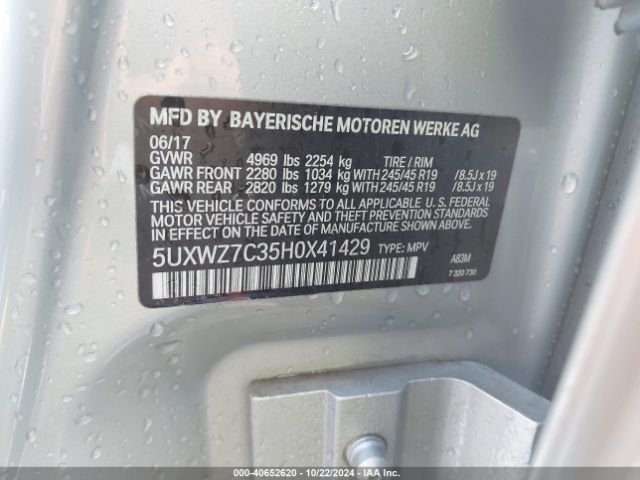5UXWZ7C35H0X41429 BMW X3 Sdrive28i