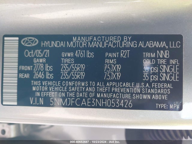 Hyundai TUCSON SEL 2022 5NMJFCAE3NH053426 Image 9