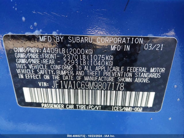 JF1VA1C69M9807178 Subaru Wrx Premium