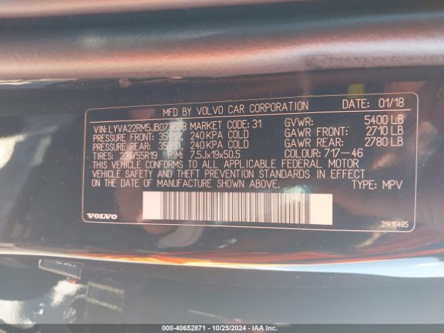 LYVA22RM5JB073658 Volvo Xc60 T6 R-design