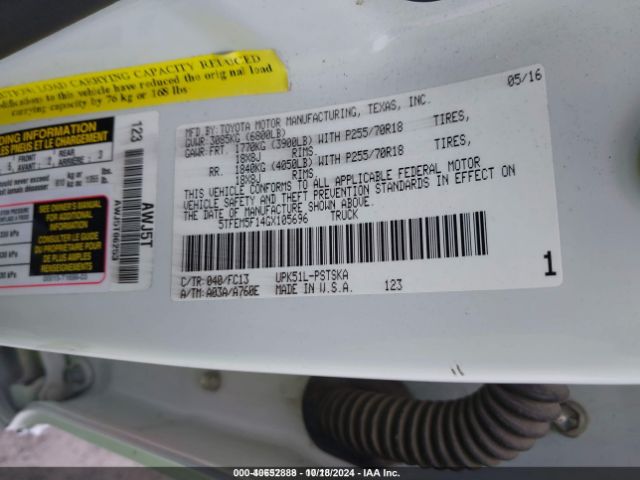 5TFEM5F14GX105696 Toyota Tundra Sr5 4.6l V8
