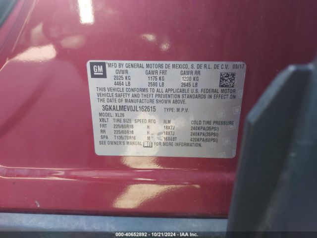 3GKALMEV0JL162615 GMC Terrain Sle
