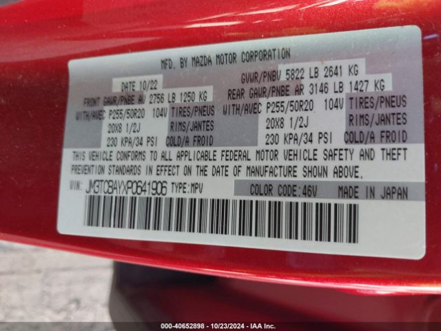 JM3TCBAYXP0641906 Mazda Cx-9 Touring Plus