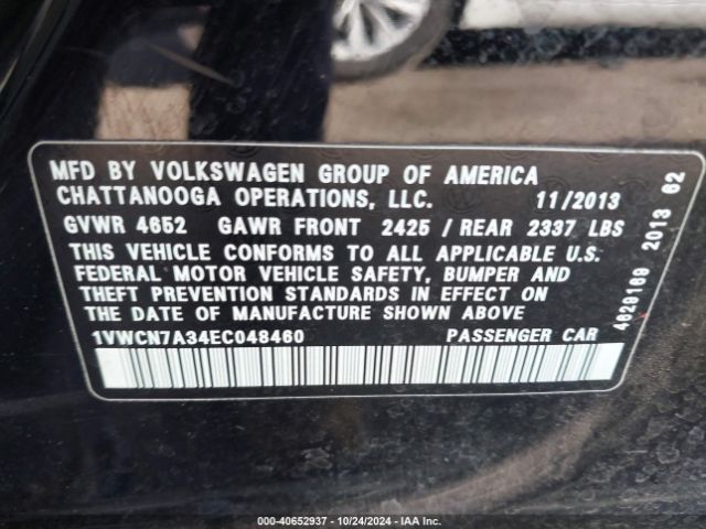 1VWCN7A34EC048460 Volkswagen Passat 2.0l Tdi Sel Premium