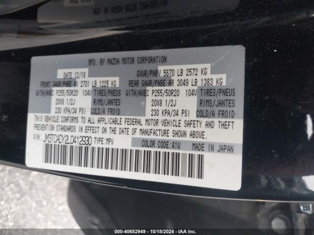 JM3TCADY2L0412930 Mazda Cx-9 Grand Touring