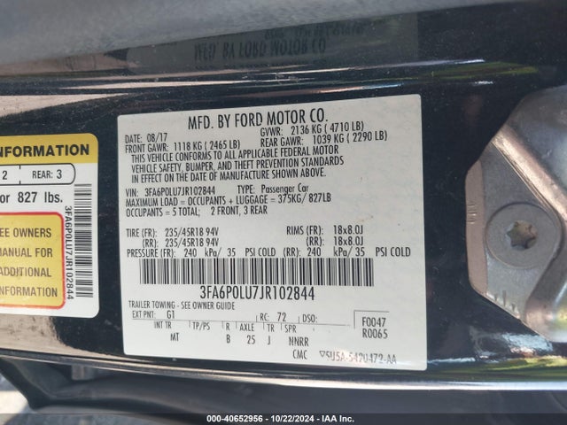 Ford Fusion Hybrid Se 2018 3FA6P0LU7JR102844 Image 9