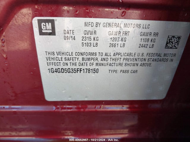 1G4GD5G35FF178150 Buick Lacrosse Premium I