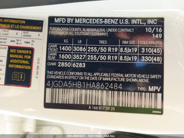 4JGDA5HB1HA862484 Mercedes-Benz Gle 350 4matic