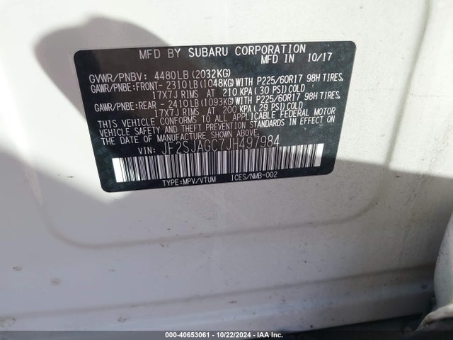 Subaru Forester 2.5i Premium 2018 JF2SJAGC7JH497984 Image 9