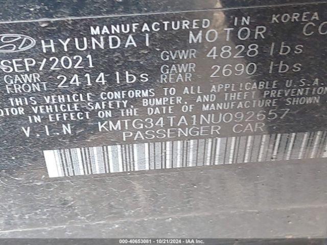 KMTG34TA1NU092657 Genesis G70 2.0t Awd