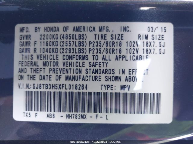 5J8TB3H5XFL018264 Acura RDX