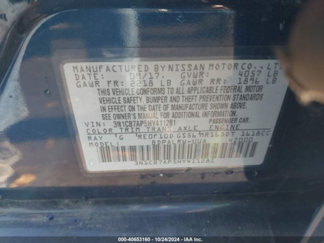 3N1CB7AP5HY411281 Nissan Sentra Sr Turbo