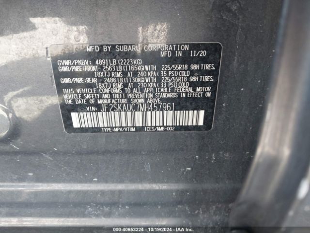 JF2SKAUC7MH457961 Subaru Forester Limited