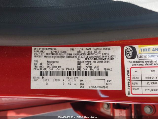 3FADP4DJ0KM115601 Ford Fiesta St Line