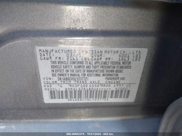 3N1AB8CV0LY237721 Nissan Sentra Sv Xtronic Cvt