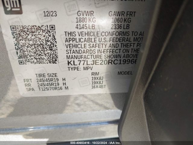 KL77LJE20RC199663 Chevrolet Trax Fwd 2rs