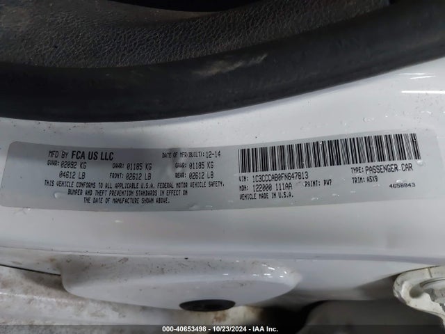 Chrysler 200 Limited 2015 1C3CCCAB0FN647813 Image 9