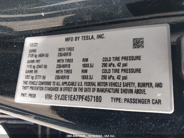 2023 TESLA MODEL 3 5YJ3E1EA7PF457180 Photo 8