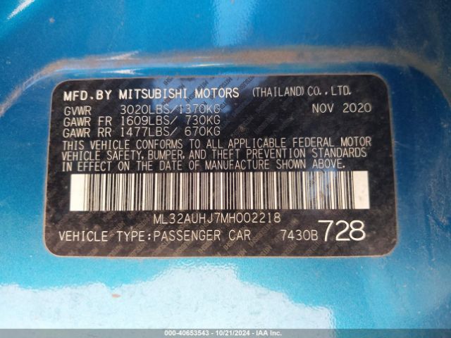 ML32AUHJ7MH002218 Mitsubishi Mirage Carbonite Edition/es/le