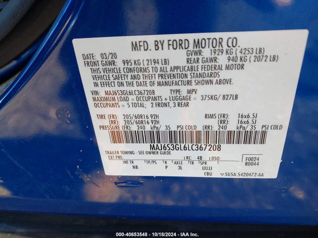 Ford Ecosport Se 2020 MAJ6S3GL6LC367208 Image 9
