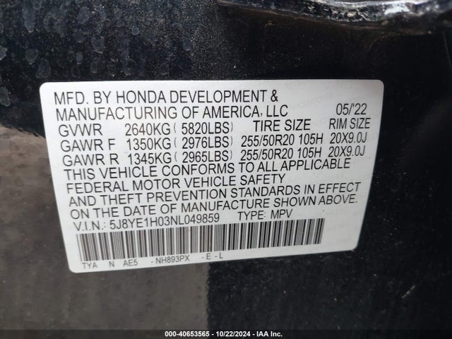 Acura Mdx A-spec Package 2022 5J8YE1H03NL049859 Image 9