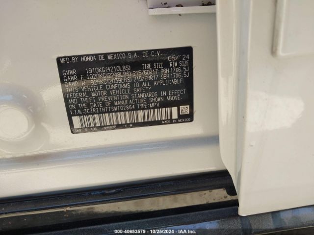 3CZRZ1H77SM702864 Honda Hr-v 2wd Ex-l