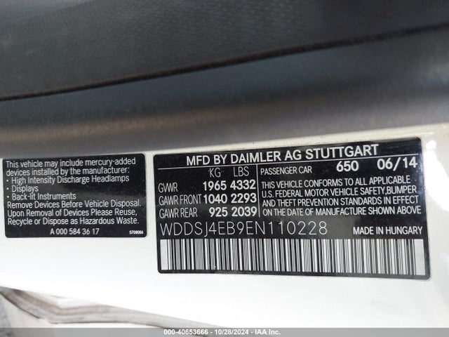 Mercedes-Benz CLA 250 2014 WDDSJ4EB9EN110228 Image 9