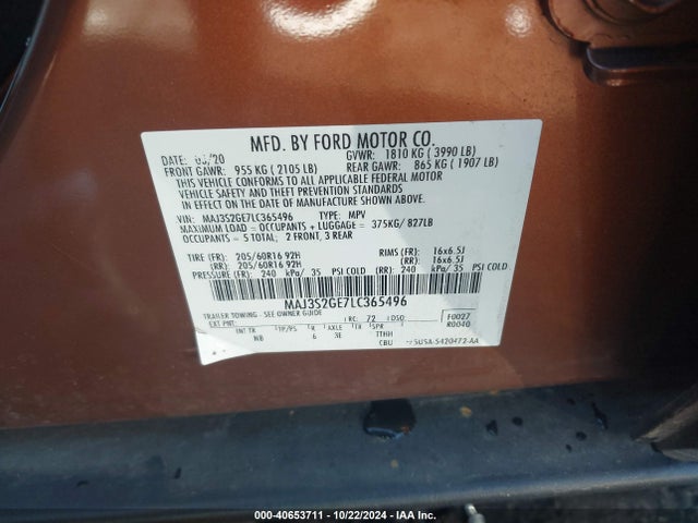 Ford Ecosport Se 2020 MAJ3S2GE7LC365496 Image 9