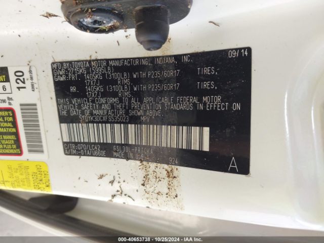 5TDYK3DCXFS535023 Toyota Sienna Xle/limited