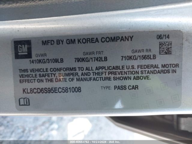KL8CD6S95EC581008 Chevrolet Spark 1lt Auto