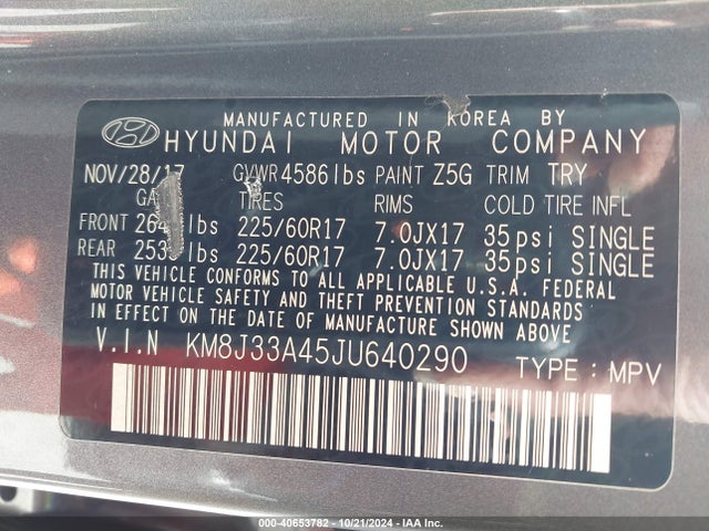 Hyundai Tucson Sel Plus 2018 KM8J33A45JU640290 Image 9