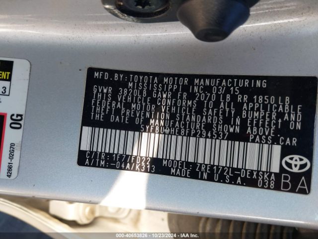 5YFBURHE8FP294537 Toyota Corolla S