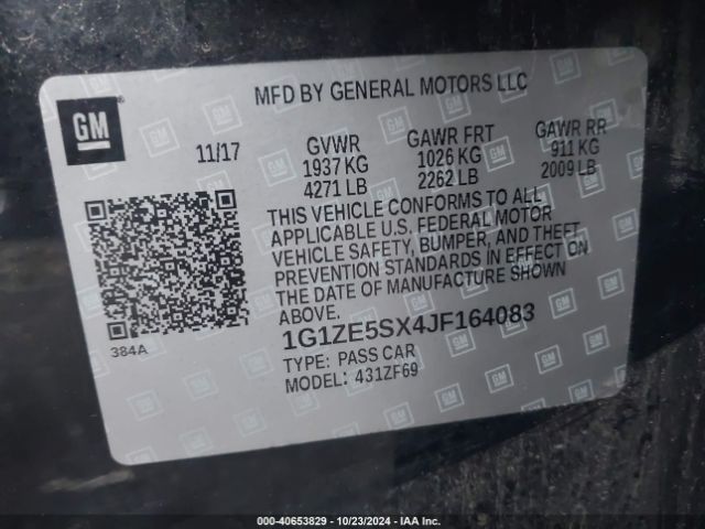 1G1ZE5SX4JF164083 Chevrolet Malibu Premier