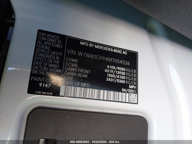 W1W40CHY4MT054536 Mercedes-Benz Sprinter 2500 High Roof I4