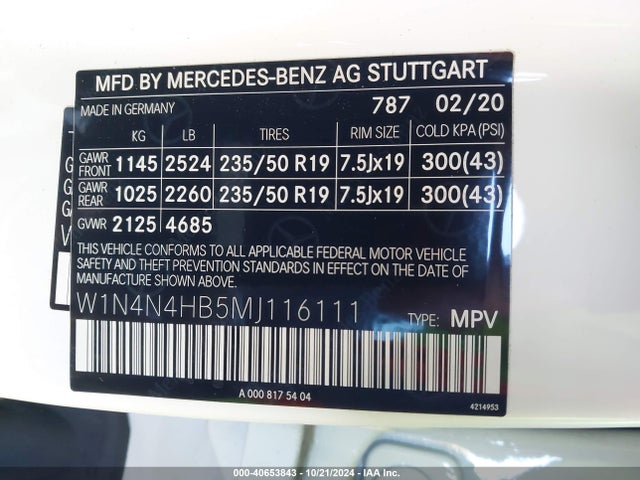 W1N4M4HB8MW116111 Mercedes-Benz Glb 250 4matic