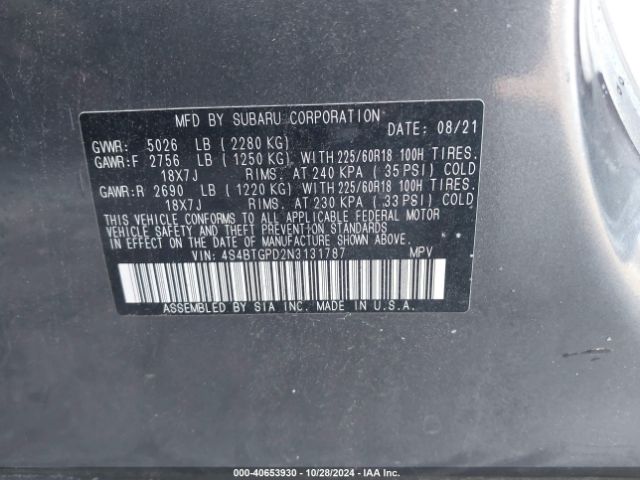 4S4BTGPD2N3131787 Subaru Outback Touring Xt